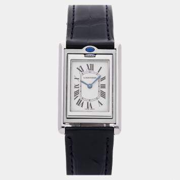 مملوكة مسبقًا ساعة يد رجالية كارتير تانك باسكولانت W1011258 فضية كوارتز ستانلس ستيل 25.40 مم مستعملة