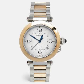Pre Owned Cartier Pasha De Cartier CRW2PA0009 Silver Dial 18K Yellow Gold Stainless Steel Men's Wristwatch 41 mm