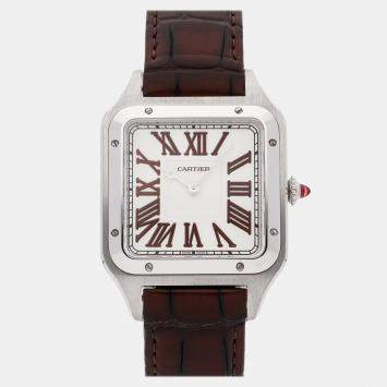 Pre Owned ساعة يدوية رجالية مس تعملة كارتييه سانتوس-دومونت كبير WGSA0082 بيج تعبئة يدوية بلاتينيوم 33 ملم