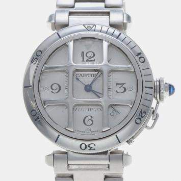 مملوكة مسبقًا Cartier Pasha Plunger W31040H3 Automatic Color Stainless Steel Men's Wristwatch 38mm