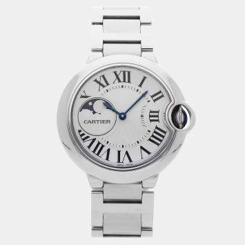 Pre Owned Cartier Ballon Bleu WSBB0021 Silver Stainless Steel Automatic Men's Watches 37mm