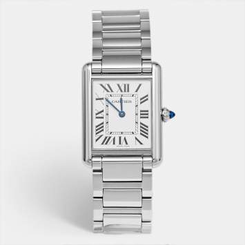 Pre Owned Cartier Tank Must WSTA0052 Silver Dial Stainless Steel Unisex Wristwatch 25.50 mm