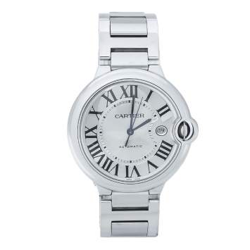 Pre Owned Cartier Silver Stainless Steel Ballon Bleu 3765 Men's Wristwatch 42MM