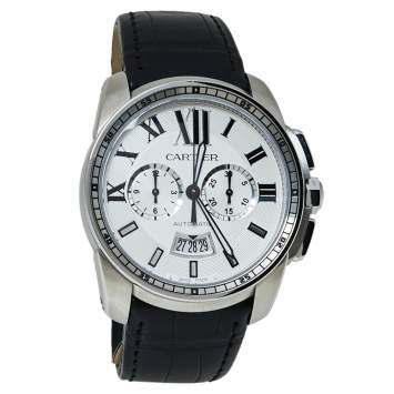 Pre Owned Cartier Silver Stainless Steel Calibre De Cartier 3578 Automatic Men's Wristwatch 42 MM