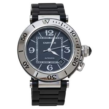 Pre Owned Cartier Black Stainless Steel Rubber Pasha de Cartier 2790 Men's Wristwatch 40.50 MM