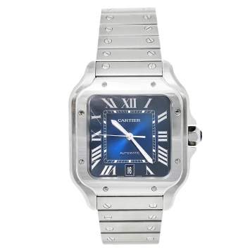 Pre Owned Cartier Blue Stainless Steel Santos de Cartier WSSA0030 Men's Wristwatch 39.80 mm
