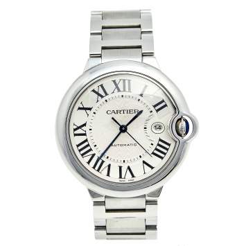 Pre Owned Cartier Silver Stainless Steel Ballon Bleu W69012Z4 Men's Wristwatch 42 mm
