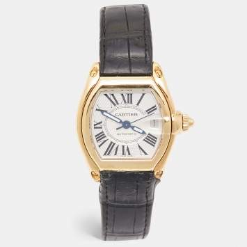 Pre Owned Cartier White Yellow Gold Roadster Automatic Men's Wristwatch