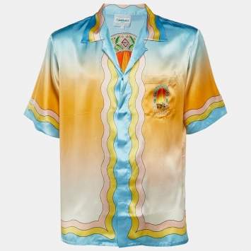 Pre Owned Casablanca Tennis Club Multicolor Printed Silk La Danse Shirt M