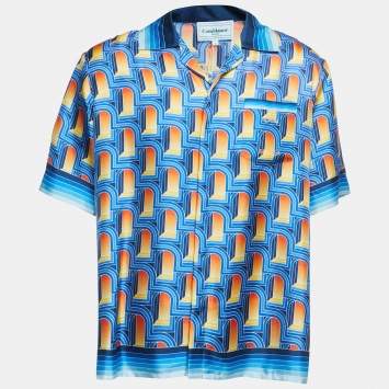 Pre Owned Casablanca Blue L'arche de Nuit Silk Cuban Collar Shirt L