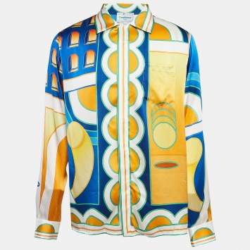 Pre Owned Casablanca Multicolor Paysage Print Satin Silk Shirt M