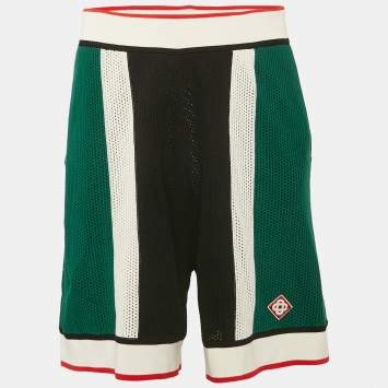 Casablanca Green Striped Crochet Tennis Club Shorts L