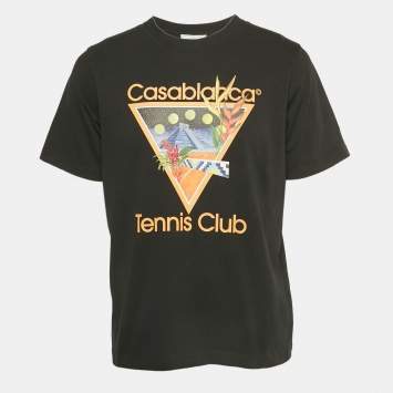 Pre Owned Casablanca Tennis Club Printed Cotton T-Shirt M