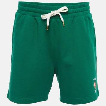 Pre Owned Casablanca Green Cotton Drawstring Track Shorts L