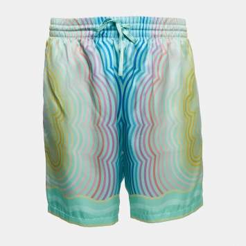 Casablanca Blue Printed Satin Silk Masao San Shorts L