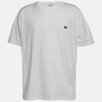 Pre Owned Celine White Jersey Triomphe Loose T-Shirt L