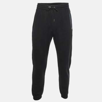 Pre Owned Celine Black Logo Embroidered Jersey Triomphe Sweatpants M