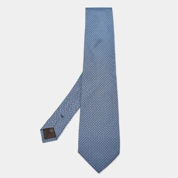 Pre Owned Celine Vintage Blue Print Silk Tie