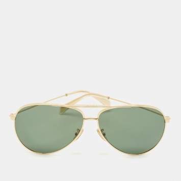 Celine Green/Gold Tone CL40062U Aviator Sunglasses