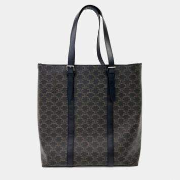 Pre Owned Celine Triumph Buckle Cabas Black/Brown Coated Canvas Bag