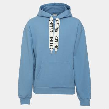 Pre Owned Celine Blue Cotton Loose Hoodie S