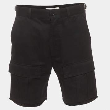 Pre Owned شورت سيلين غاباردين أسود بحافة ممزقة نمط كارجو مقاس متوسط - ميديم