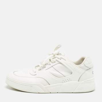 Pre Owned Celine White Leather Lace Up Sneakers Size 44