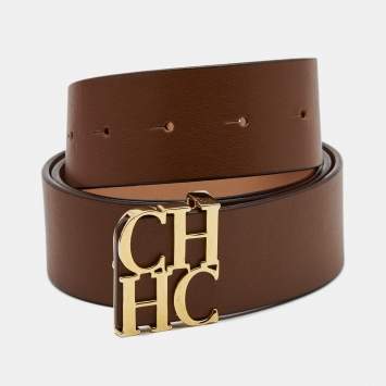 Pre Owned CH Carolina Herrera Brown Leather CH Belt 100CM
