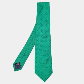 Pre Owned CH Carolina Herrera Green Dotted Silk Tie