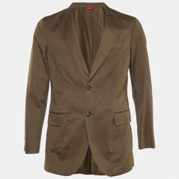 Pre Owned CH Carolina Herrera Brown Cotton and Linen Single Breasted Blazer M