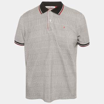مملوكة مسبقًا CH Carolina Herrera Black houndstooth Pattern Cotton Pique Polo T-Shirt L