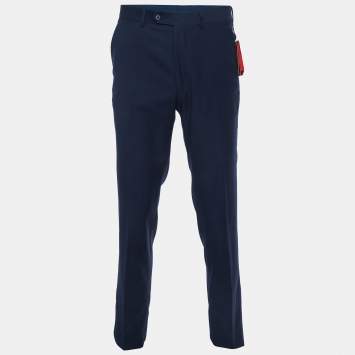 Pre Owned بنطلون سي أنش كارولينا هيريرا أزرق داكن غاباردين قصة عادية مقاس صغير