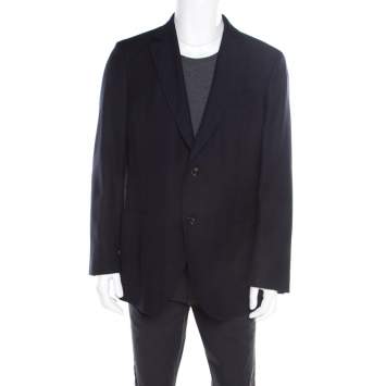 Pre Owned CH Carolina Herrera Navy Blue Wool and Cashmere Tailored Blazer 2XL