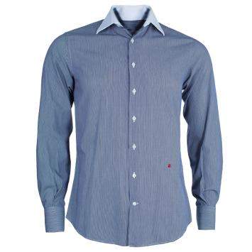 Pre Owned CH Carolina Herrera Men's Blue and White Striped Shirt S