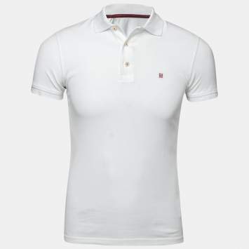 Pre Owned CH Carolina Herrera White Cotton Pique Short Sleeve Polo T-Shirt S
