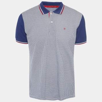 Pre Owned CH Carolina Herrera Blue Printed Cotton Pique Polo T-Shirt L