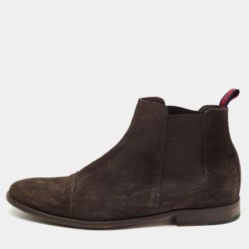 Pre Owned CH Carolina Herrera Dark Brown Suede Ankle Boots Size 42.5
