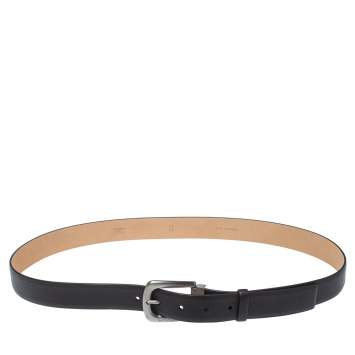 Pre Owned Chanel Black Leather Classic Belt 95CM