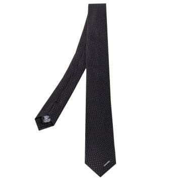 Pre Owned Chanel Black Lurex Jacquard Silk Skinny Tie