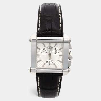 Pre Owned Charriol Silver Stainless Steel Crocodile Leather Actor Ref. CCHCXL Men's Wristwatch 35 mm
