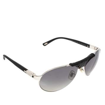 Pre Owned Chopard Black & Silver/ Grey Polarized SCH 931 Aviator Sunglasses