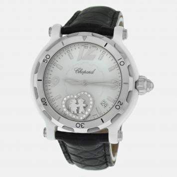 Pre Owned Chopard Happy Sport Valentines 8507 Quartz White Stainless Steel Men's Wristwatch 38mm