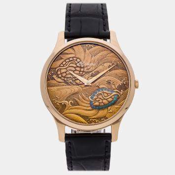 Pre Owned Chopard L.U.C 161902-5047 Brown Rose Gold Automatic Men's Watches 40mm