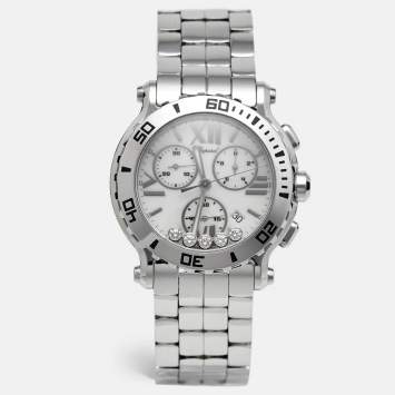 مملوكة مسبقًا Chopard Happy Sport 288499-3003 White Dial Diamond Stainless Steel Men's Wristwatch 42 mm