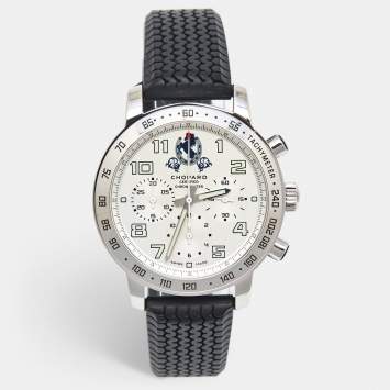 Pre Owned Chopard Silver Stainless Steel Rubber MIlle Miglia 8920 Men's Wristwatch 40 mm