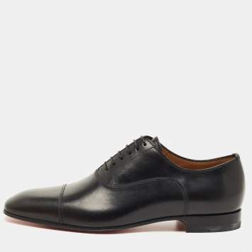 Pre Owned Christian Louboutin Black Leather Greggo Oxfords Size 41.5