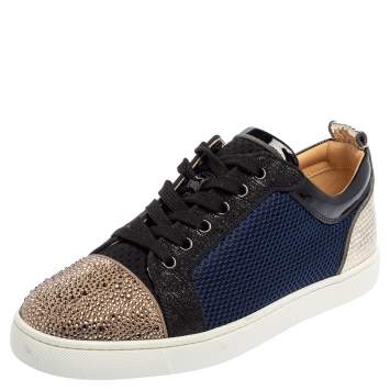 Pre Owned Christian Louboutin Multicolor Mesh And Leather Louis Junior Low Top Sneakers Size 42