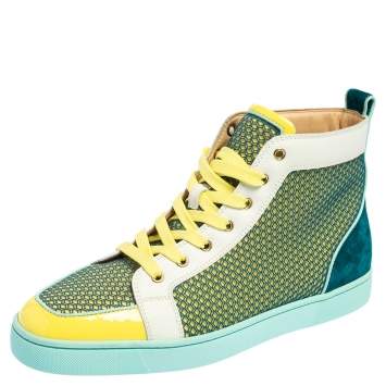 Pre Owned Christian Louboutin Multicolor Patent Leather, Mesh Louis High Top Sneakers Size 44