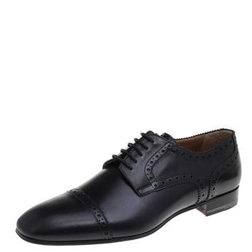 Pre Owned  Christian Louboutin Black Brogue Leather Alpha Mate Derby Shoes Size 39