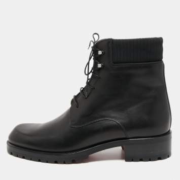 Pre Owned Christian Louboutin Black Leather Trapman Boots Size 43 